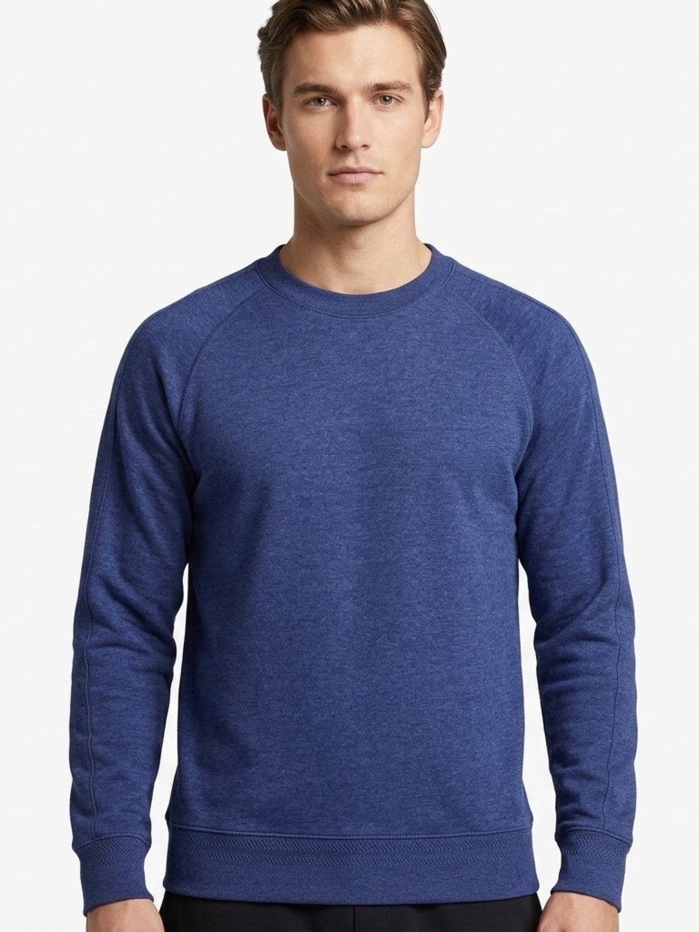 Nike Dri-FIT Mens Medium Blue Crewneck Sweatshirt Textured Trim Swoosh Back Logo